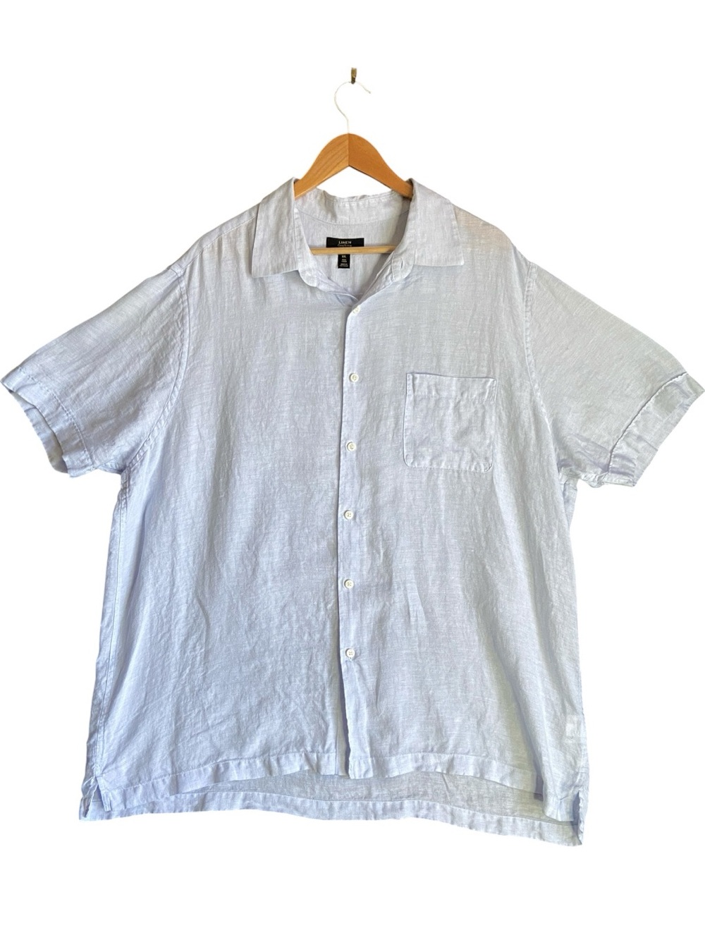 Club Room Luxury | 100% Linen Button Up Light Blue Short Sleeve Shirt | Size XXL